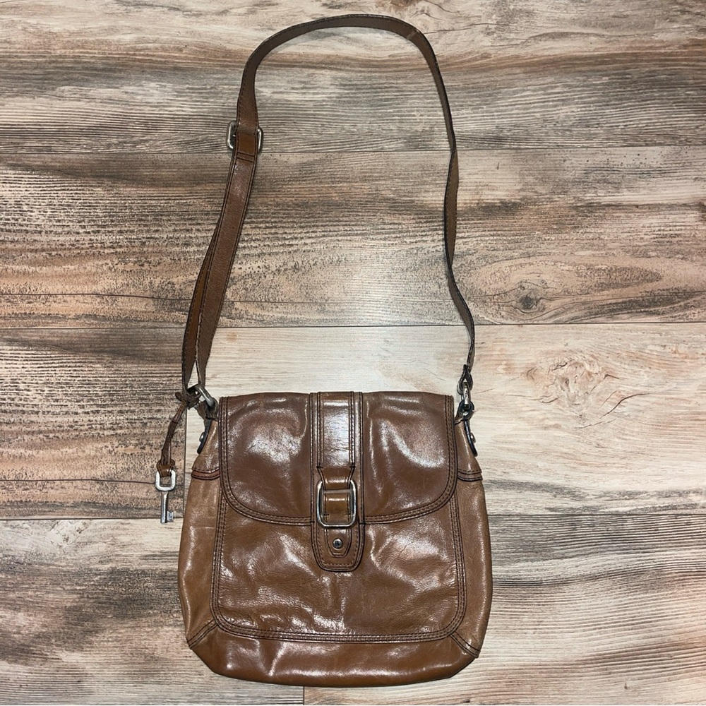 Vintage Fossil Crosstown Flap Crossbody Shoulder Bag Messenger Purse Adjustable